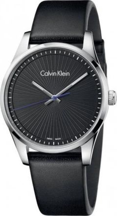 Calvin Klein Elegante Quartz Horloge met Zwarte Wijzerplaat en Leren Band - Dames - Horloges - Zwart - ONE Size - Leer - Accessoires