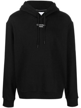 Calvin Klein Jeans Hoodie met logoprint en trekkoord - Zwart