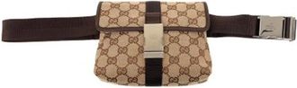 Gucci Pre-owned Canvas Belt Bag - Dames - Vintage Heuptassen - Beige - ONE Size - Leer - Vintage