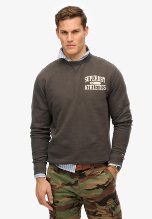 Superdry Sweatshirt SUPERDRY ATHLETIC ESS CREW, Herren, Gr. XXL, schwarz (charcoal), angeraute Sweatware, Obermaterial: 100% Baumwolle, bedruckt, loose fit nor