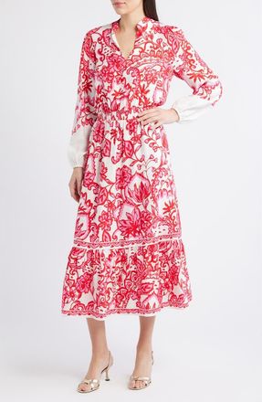 Lilly Pulitzer Axton Print Long Sleeve Maxi Dress in Coconut Spicy Socialite at Nordstrom, Size 10