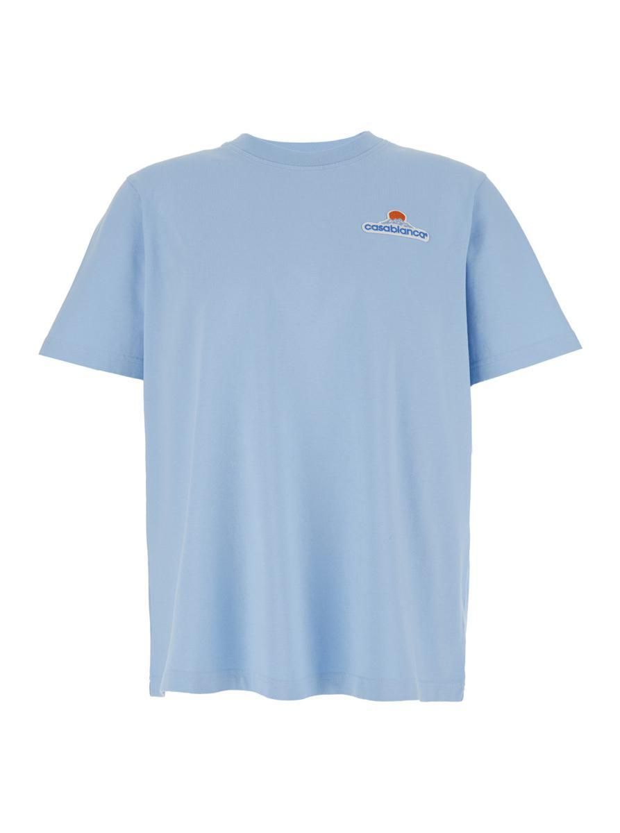[CASABLANCA]ライトブルーのコットンTシャツ Blue 'Casa Way' T-Shirt by Casablanca on Sale