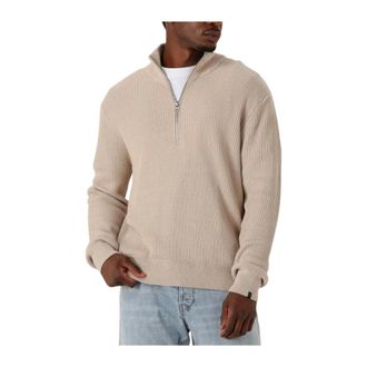 Butcher of Blue Truien & Vesten, Heren, Beige, M, Beige Galway Half Zip Sweater