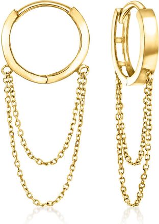 Canaria Canaria 10kt Yellow Gold Cable-Chain Huggie Hoop Drop Earrings