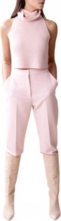 Sally Lapointe Matte Crepe Slim Leg Trouser In Light Pink