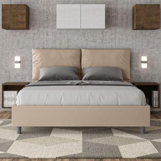 Les Tendances Les Tendances - Letto matrimoniale contenitore imbottito 160x200 similpelle tortora Antea