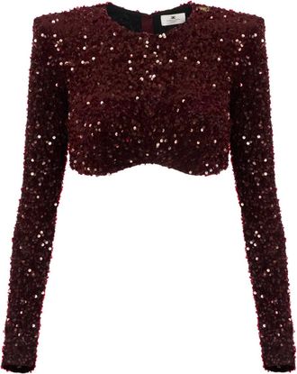 Elisabetta Franchi Blusa con paillettes - Rosso