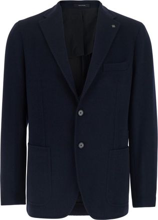 Tagliatore Navy Blue Textured Blazer