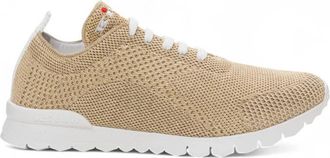 Kiton Stijlvolle leren sneakers met antislipzool - Heren - Sneakers - Beige - 40 EU - Katoen - Schoenen