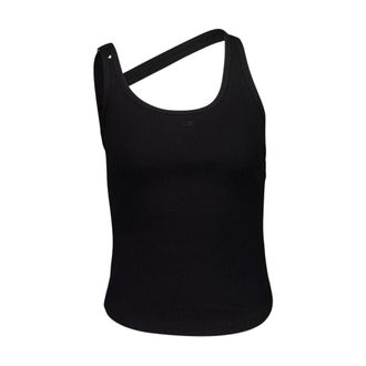 Courr&egrave;ges Asymmetrical Buckle Tank Top - female - Courr&egrave;ges - Sleeveless Tops - Black - M - Tops