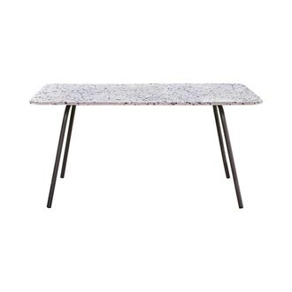 Tikamoon Mesa de jard&iacute;n rectangular terrazo premium y metal gris 4/6 pers