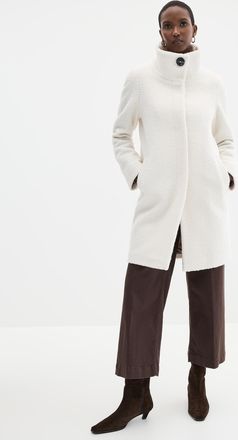 Contemporaine Womens Stand-collar high-pile fleece overcoat
