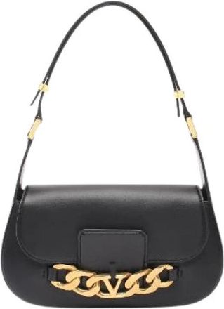 Valentino Pre-owned V Logo Schoudertas - Dames - Vintage Schoudertas - Zwart - ONE Size - Leer - Vintage