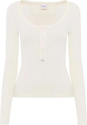 Chlo&eacute; Top E26 - Dames - Ronde hals truien - Wit - L - Truien & Vesten