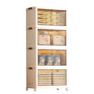 OEM Caja De Almacenamiento - Sevencomfort - 4 Niveles - Plegable - Puerta Transparente Magn&eacute;tica - Ruedas Con Freno