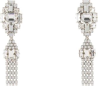Alessandra Rich Silver Crystal Drop Earrings
