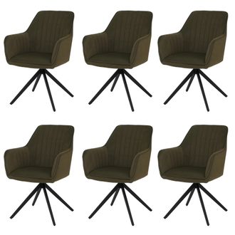 Hhg [nunca Usado] Juego De 6 Sillas De Comedor Hhg-499, Sillas De Cocina Con Respaldo Y Reposabrazos, Giratorias, Con Posici&oacute;n Autom&aacute;tica, De Tela/tejido,