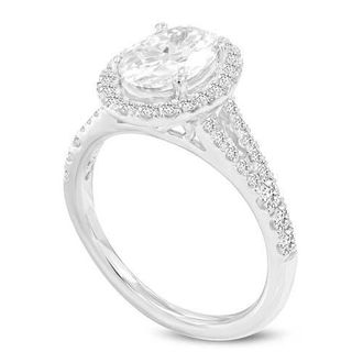 LuvMyJewelry Claudia 14K White Gold Oval Lab Grown Diamond Halo Engagement Ring - 2 Ct at Nordstrom, Size 7.5