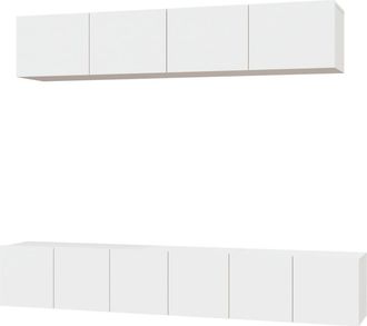 vidaXL Set De Muebles Para Tv 5 Piezas Madera Contrachapada Blanco Vidaxl