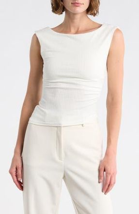 Blu Pepper Ribbed Ruched Top in Cream at Nordstrom Rack, Size Medium
