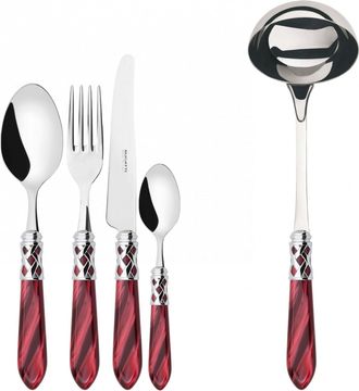 Bugatti Aladdin Ghiera Cromata, Posate Set 49 Pz, Scatola Weng&egrave;, Casa Bugatti - Colore: Rosso