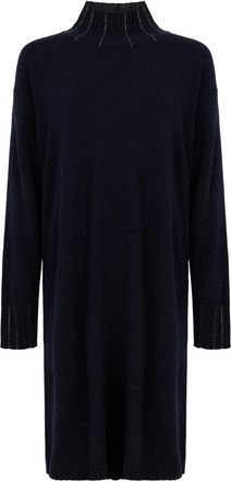 Fabiana Filippi Jurk met hoge hals - Dames - Kleedjes - Zwart - M - Wol - Kleedjes