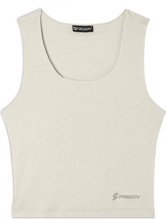 Freddy Top a costine stretch con scollo asimmetrico