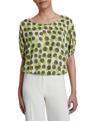 Santorelli Scoop Neck Short Top Relaxed Blouse