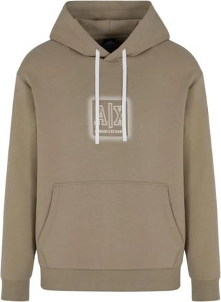 A|X Armani Exchange Beige Logo Hoodie Sweater Regular Fit - Heren - Hoodies - Beige - S - Katoen - Hoodies & sweatvesten