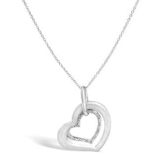 House of Brilliance Sterling Silver Diamond Accent Matte Finish Heart Pendant Necklace at Nordstrom