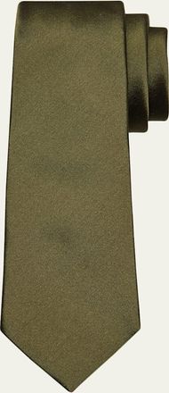 Saint Laurent Mens Solid Silk Satin Tie