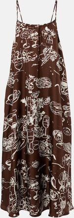 Asceno Napoli printed silk twill maxi dress