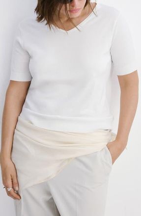 Mango V-Neck Sweater in White at Nordstrom, Size Medium