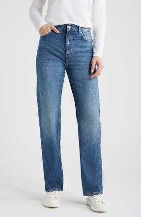 Boss Orange by Hugo Boss Ada High Waist Straight Leg Jeans in Dark Blue at Nordstrom, Size 32 X 32
