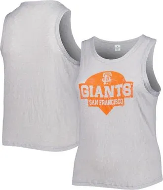 Soft As A Grape Womens Soft as a Grape Gray San Francisco Giants Plus Size High Neck Tri-Blend Tank Top at Nordstrom, Size 3X