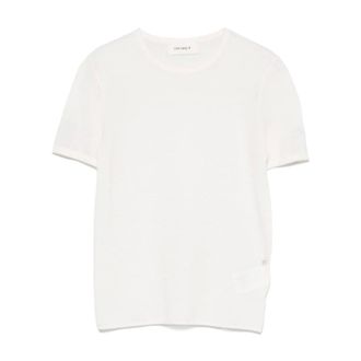 Lisa Yang Truien & Vesten, Dames, Beige, S, Kasjmier, T-shirt met ronde hals