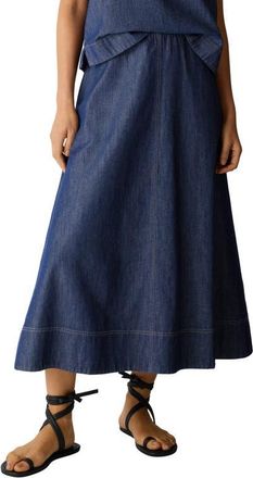 Eileen Fisher Organic Cotton Denim Skirt in Dark Indigo at Nordstrom, Size Medium P