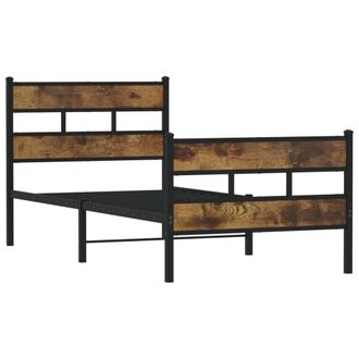 Berkfield Home Metal Bed Frame without Mattress Smoked Oak 80x200 cm in Brown