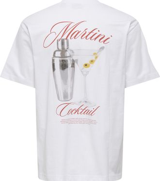 Only & Sons T-Shirt ONLY & SONS ONSFRED LIFE RLX SS PRINT TEE NOOS, Herren, Gr. XXL, hellwei&szlig; print:martini, Jersey, Obermaterial: 100% Baumwolle, bedruckt, relax