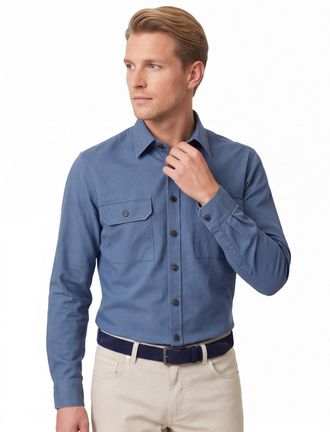 Casamoda Casa Moda Casual Fit overshirt blauw wijde fit katoen