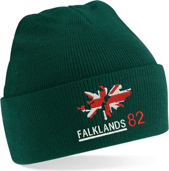 Generic Beanie Embroidered Class of 82 Falkland Islands 40th Anniversary 1982-2022 Winter Hat Embroidered Hat Beanie (Bottlegreen)