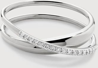 Monica Vinader Sterling Silver Nura Wrap Diamond Ring Lab Grown Diamond