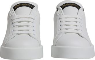 Dolce & Gabbana White Leather Classic Low Top Sneakers Womens Shoes
