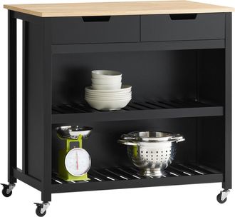 SoBuy Carrito De Cocina Con 2 Cajones Y 2 Estantes,con Tablero Grande,l98 X P58 X H94cm Negro Fkw74-sch Sobuy Es