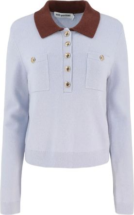 Self Portrait Polo con tasche applicate - Blu