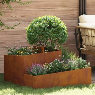 Berkfield Home Planter 80x80x50 cm Weathering Steel in Brown | Size: 80 x 80 x 50 cm