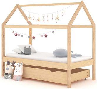 vidaXL Estructura Cama Infantil Con Caj&oacute;n Madera Pino Maciza 80x160 Cm Vidaxl