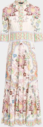 Etro Printed Stretch Cotton Midi Dress