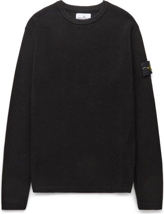 Stone Island Logo Patch Chunky Knit Jumper Black 7815507D8-V0029