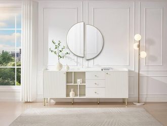 Vente-Unique Sideboard With 2 Doors, 3 Drawers & 4 Niches - White & Gold